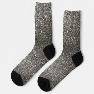 Shiny Faux Shimmer Bright Silver Glitter Texture Socks
