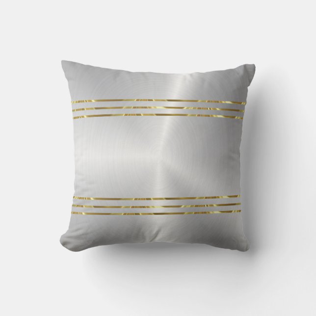 Shiny faux silver and gold metallic background cushion (Front)