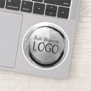 Shiny Faux Silver Grey Foil Circle Business Logo