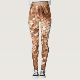 Shiny FAUX Sparkly Copper Coloured Sequins Look Leggings