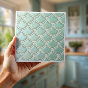 Shiny Fish Scale Pattern Mint Green ID1199 Tile