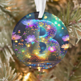 Shiny floral letter B Ornament