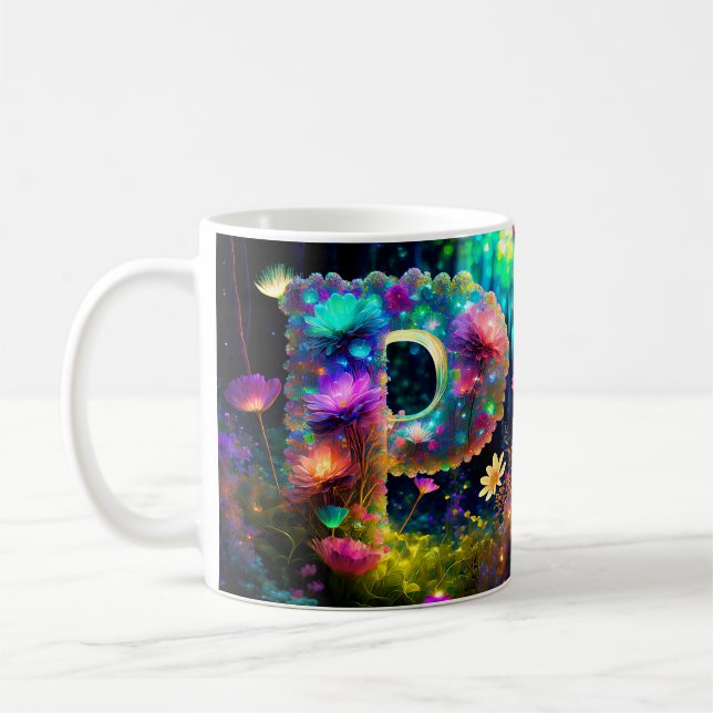 Shiny floral letter P Coffee Mug (Left)