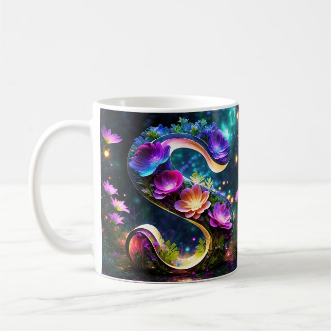 Shiny floral letter S Coffee Mug (Left)