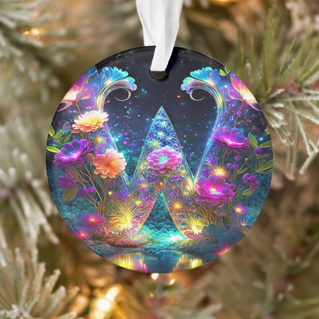 Shiny floral letter W Ornament (Tree)