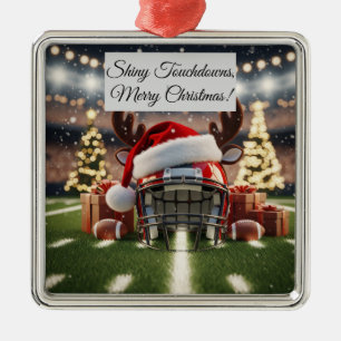 Shiny Football Christmas– Festive Sports Holiday  Metal Tree Decoration