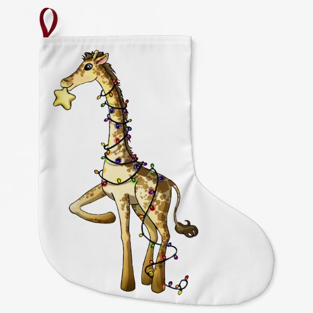 Shiny Giraffe Large Christmas Stocking (Front)