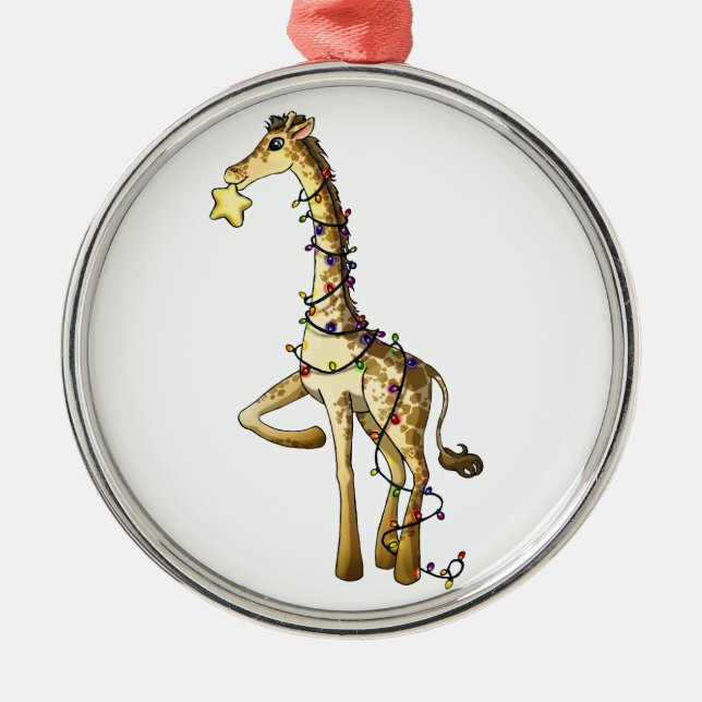 Shiny Giraffe Metal Tree Decoration (Front)
