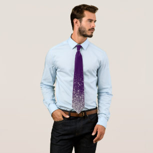 Shiny Glitter Ombre Fading Purple White Tie