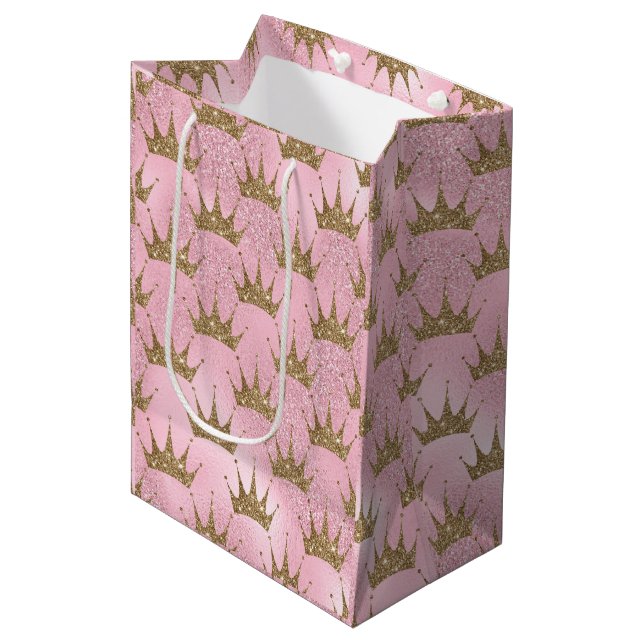 Shiny Glittering Crown  Medium Gift Bag (Front Angled)