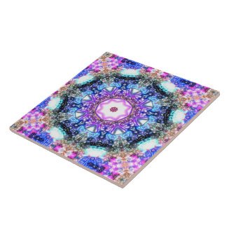 shiny glowing floral geometric fractal mandala tile