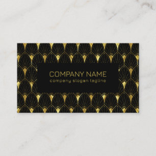 Shiny Gold And Black Art Deco Pattern Business Card