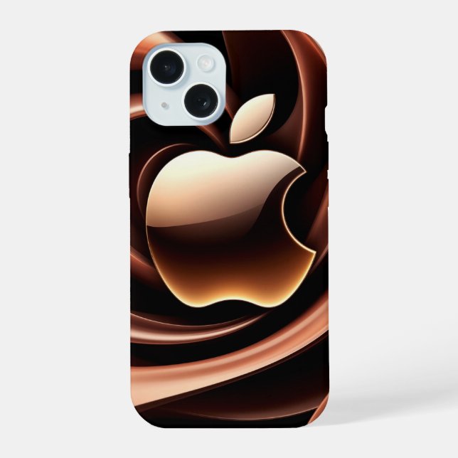 Shiny Gold Apple Liquid Metallic Ribbons iPhone 15 Case (Back)