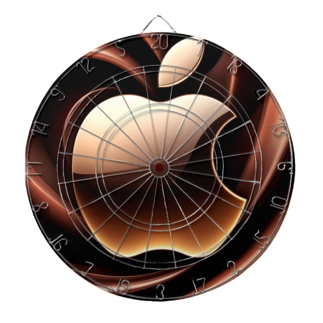 Shiny Gold Apple With Liquid Metallic Ribbons Dartboard (Front)
