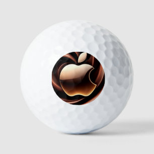 Shiny Gold Apple With Liquid Metallic Ribbons Golf Balls