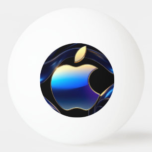 Shiny Gold Apple With Liquid Metallic Ribbons Ping Pong Ball