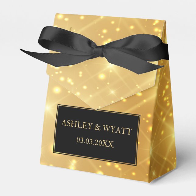 Shiny Gold Background Favour Box (Front Side)