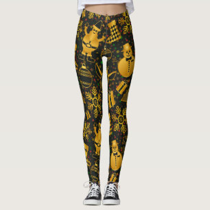 Shiny Gold Christmas Decorations Leggings
