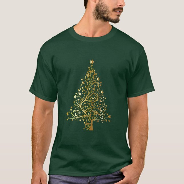 Shiny Gold Christmas Tree T-Shirt (Front)