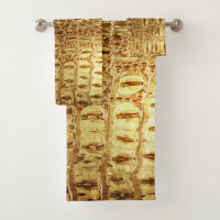 Shiny Gold Designer Alligator Crocodile Skin