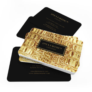 Shiny Gold Designer Alligator Crocodile Skin Business Card