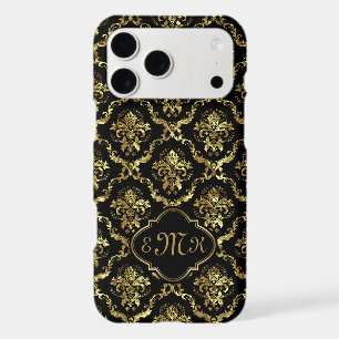 Shiny gold look damask on black