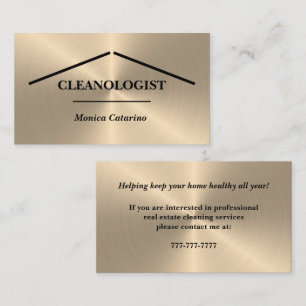 Shiny Gold Minimal Pro Home Cleaning Business Card