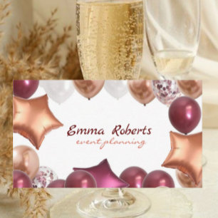 Shiny Gold Purple Balloons Business card