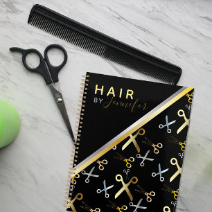 Shiny Gold & Silver Scissors Pattern Hairstylist Planner