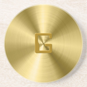 Shiny Gold Stainless Steel Texture print Coaster