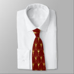 Shiny Gold Vintage Art Deco Pattern on Dark Red Tie<br><div class="desc">This gold vintage Art Deco pattern over dark-red background is an elegant tie you can wear to the office or out to an elegant dinner. The dark red background colour is a changeable colour to match your colours. Darker colours work best.</div>
