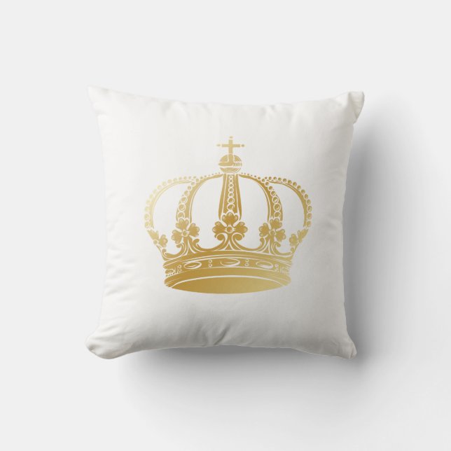 Shiny Gold Vintage Crown Cushion (Front)
