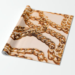 Shiny golden chains on reflective surface. Seamles Wrapping Paper