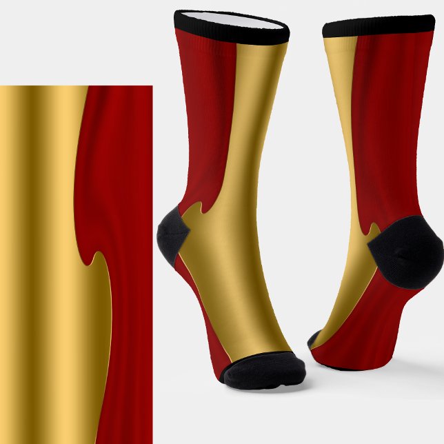Shiny Golden Metallic Look on Dark Red Back Socks (Creator Uploaded)