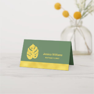 Shiny Golden Monstera leaves on dark green Loyalty Card