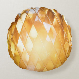 Shiny golden mosaic glass round cushion