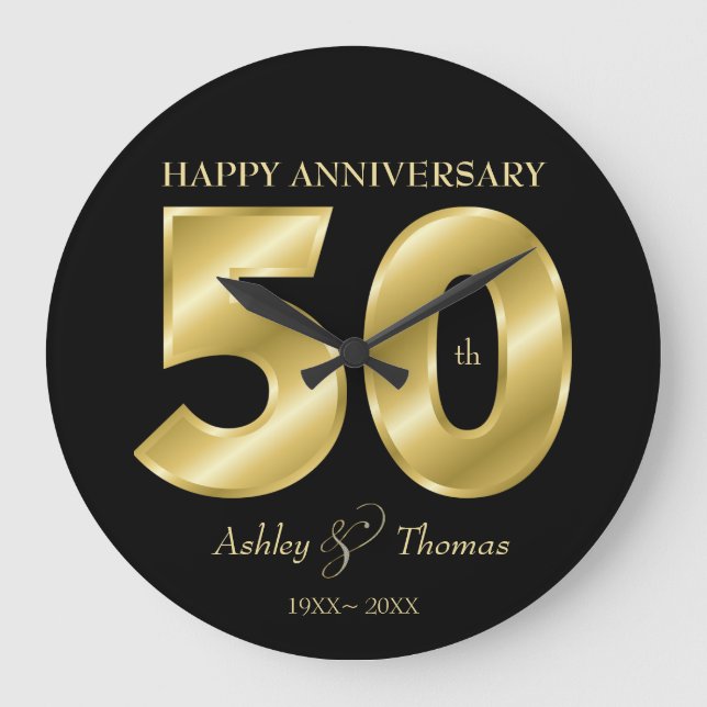 Shiny Golden Numbers Large Clock (Front)