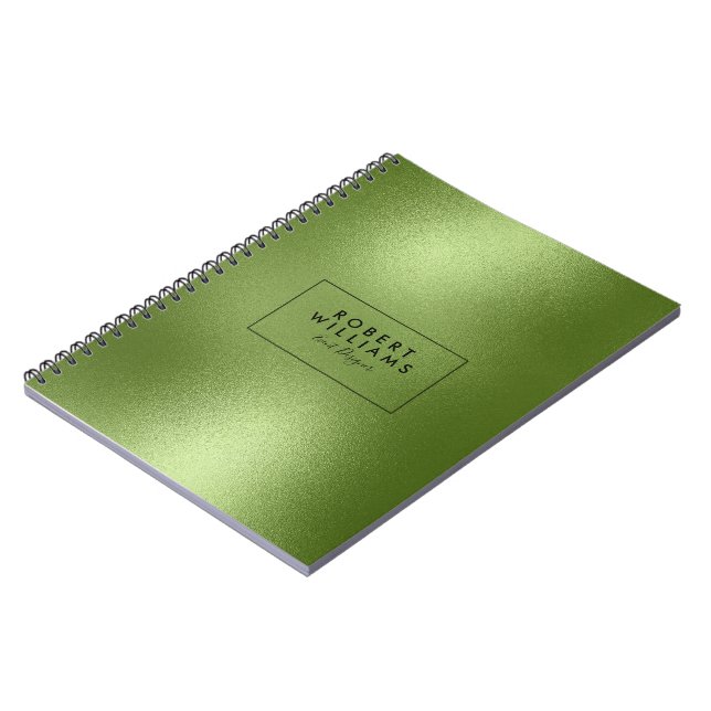 Shiny Green Abstract Modern Background Monogram Spiral Notebook (Left Side)