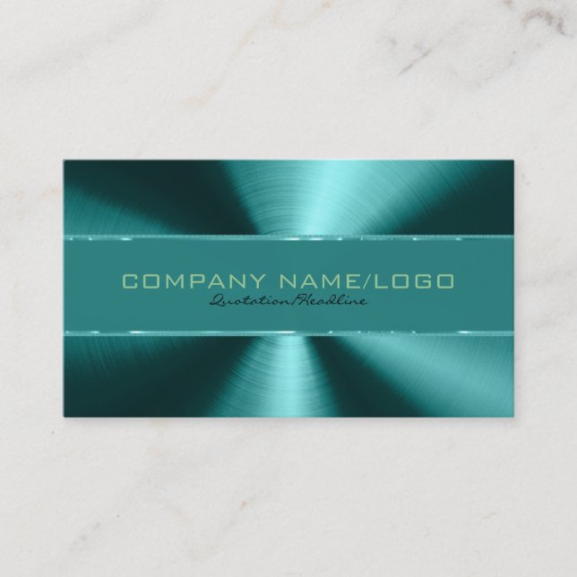 Shiny Green Metallic Design Stainless Steel Look Business Card (Front)