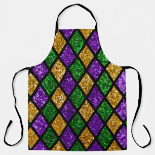 Shiny green, purple and golden glittering paillett apron