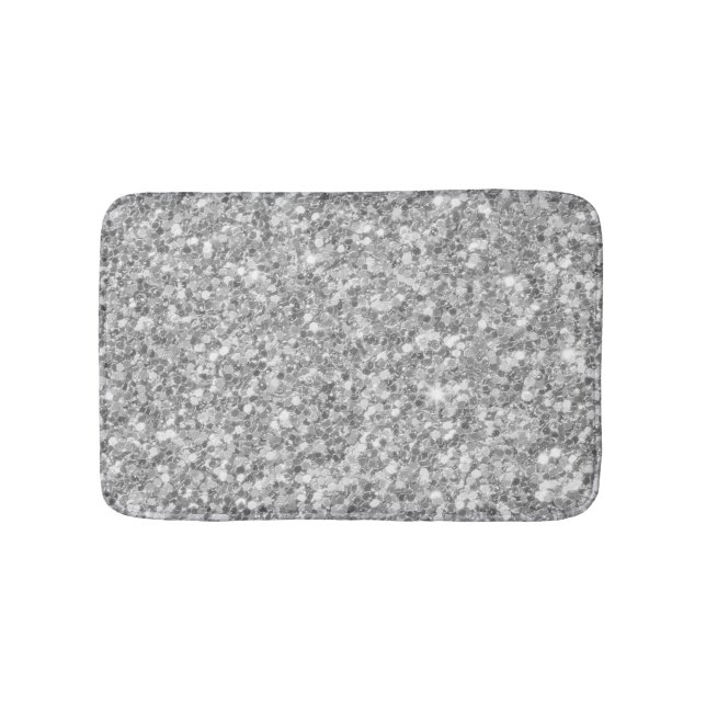 Shiny Grey And White Glitter Bath Mat (Front)