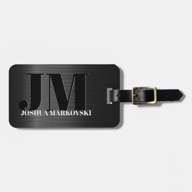 Shiny Grey  Carbon Fibre Texture Luggage Tag (Front Horizontal)