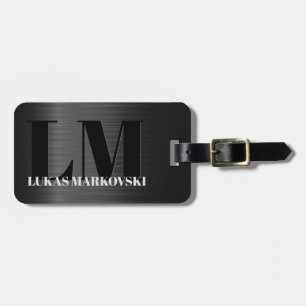 Shiny Grey Carbon Fibre Texture Luggage Tag 2