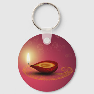 Shiny Happy Diwali Diya - Keychain