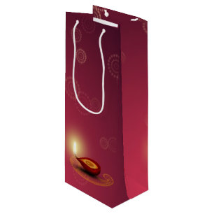 Shiny Happy Diwali Diya - Wine Gift Bag