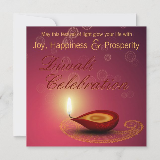Shiny Happy Diwali - Festival of Light Invitation (Front)