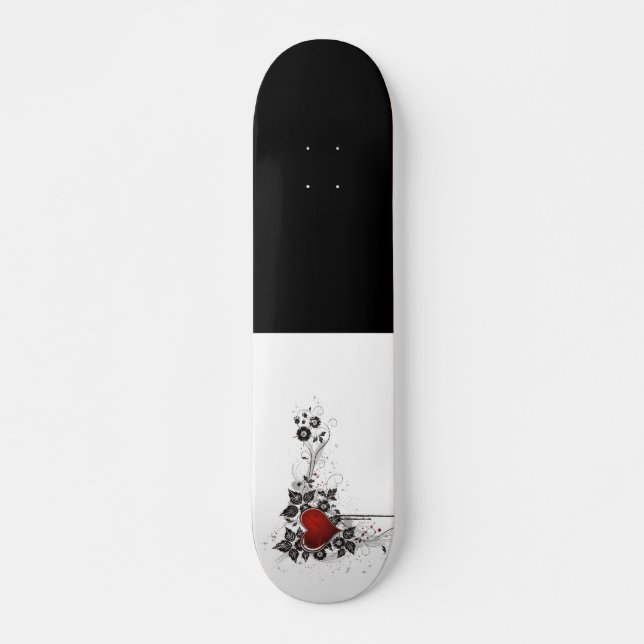 Shiny Heart, Leaves & Flowers - Original Skateboard (Front)