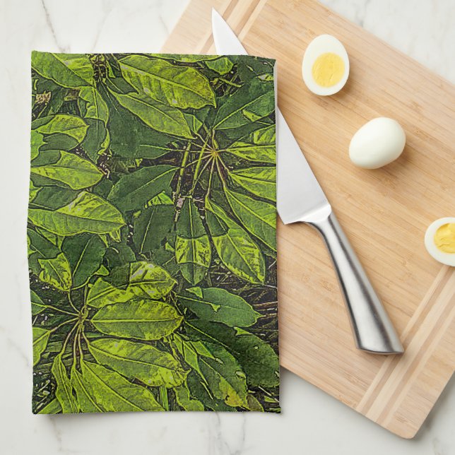 Shiny Leaves in Sunlight  Tea Towel (Quarter Fold)