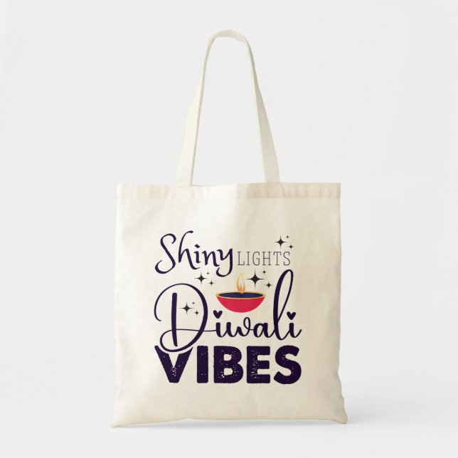 Shiny lights diwali vibes modern tote bag (Front)