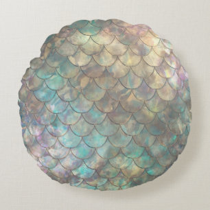 Shiny Mermaid Print Round Cushion